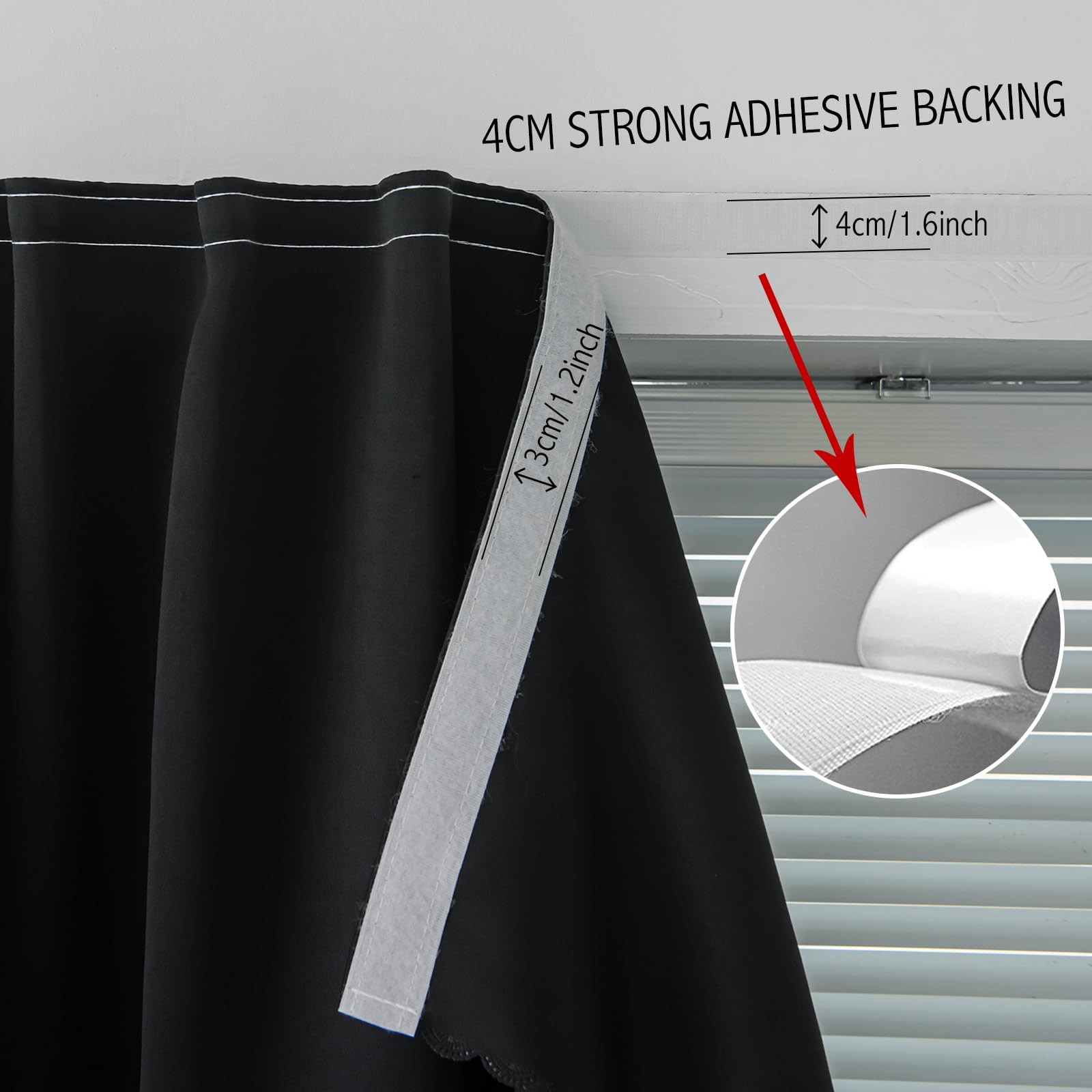 Self Adhesive Blackout Window Curtain Shade No Drill Easy Hang Black Panel
