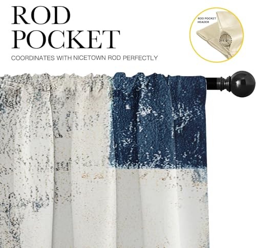 2 Pack Valances Window Treatments, 18″W x 52″L (Pack of 2) Abstract Blue Grey