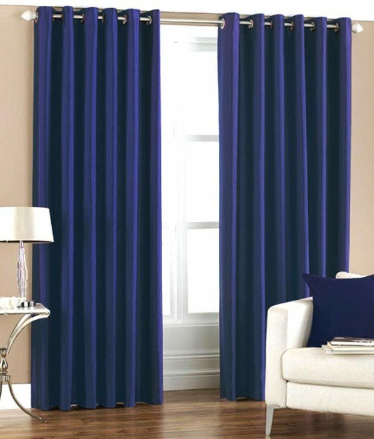 New Polyester 2 Piece Door Curtain Set – Blue 4 x 7 ft.