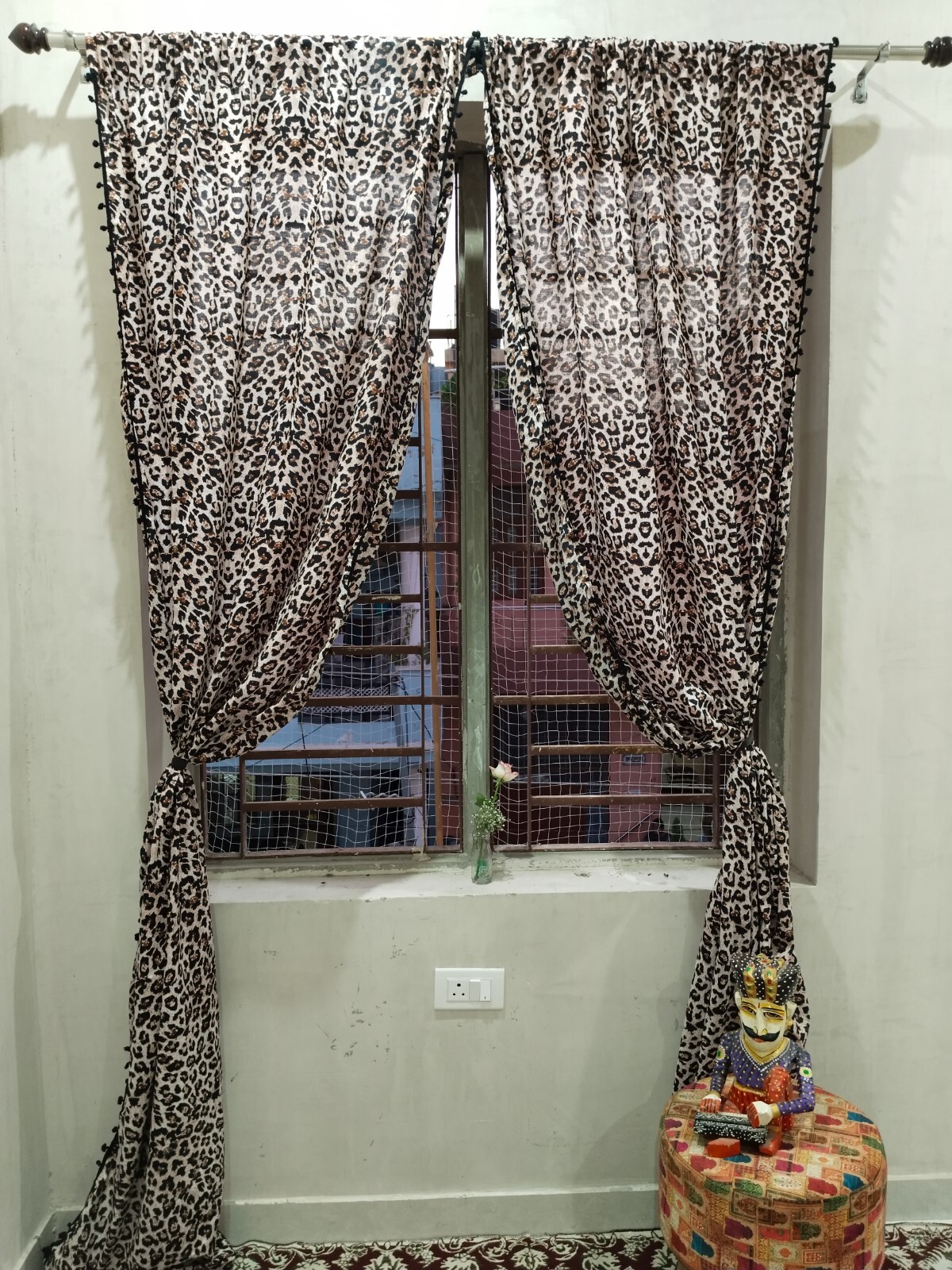 Handcrafted Green Window Drapes Bohemian – Bold Bengal Tiger Cotton Curtains