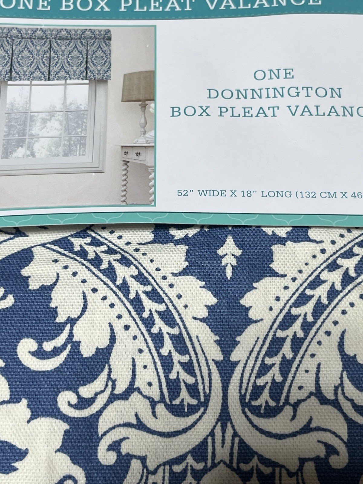 WAVERLY DONNINGTON BOX PLEAT ROD POCKET VALANCE, Cornflower Blue, 52″ X 18″ NWT