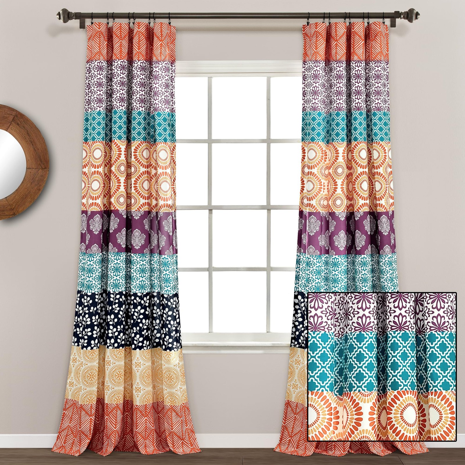Lush Decor Bohemian Stripe Window Curtain Panels Pair 52 W X 108 L –