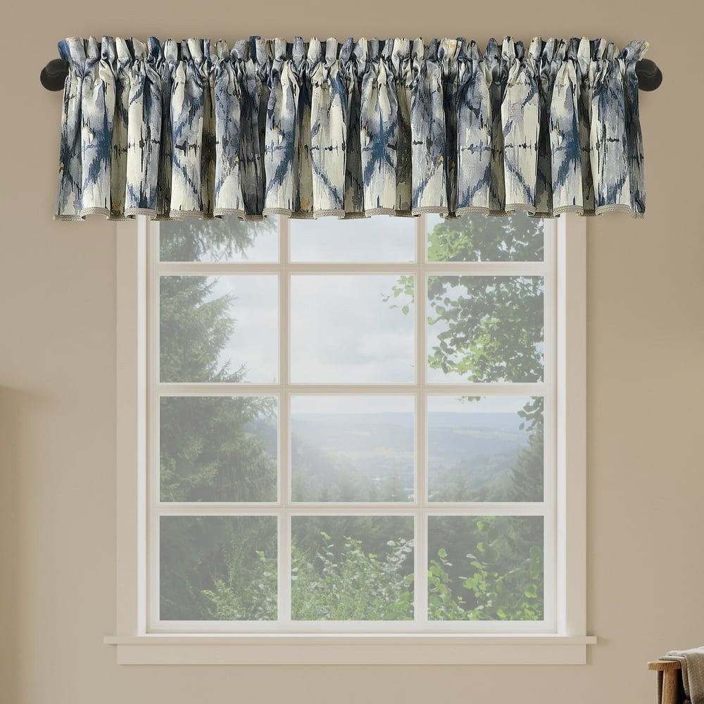 No. 918 Keaton Geometric Watercolor Rod Pocket Curtain Valance 54″x18″ Gray