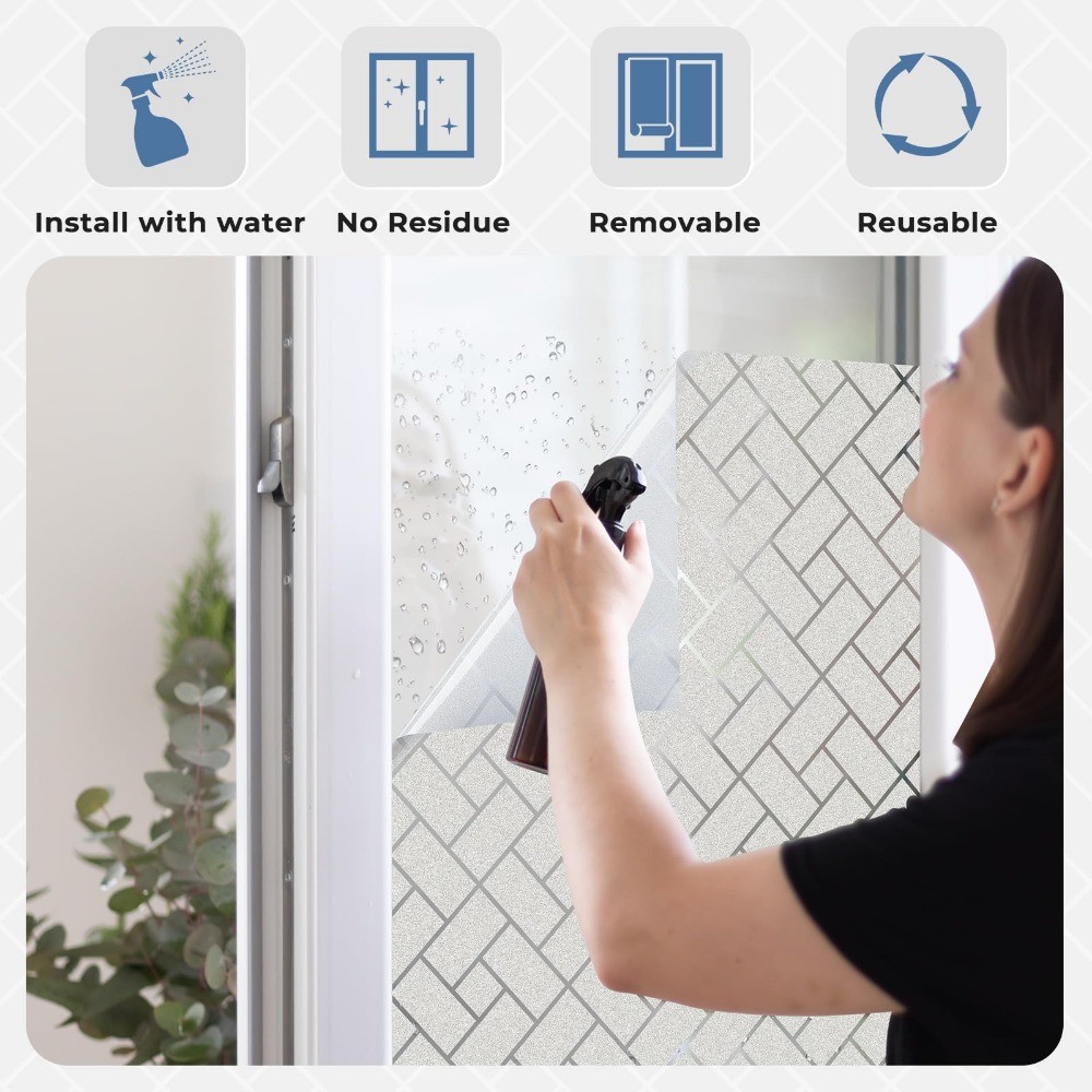 rabbitgoo Window Privacy Film Frosted Static Cling Sticker Decorative Vinly