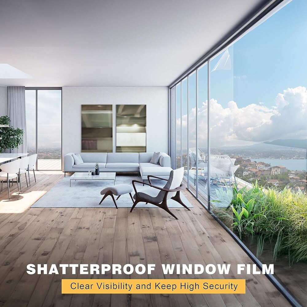 4/8Mil Security Window Film Clear Self-Adhesive Anti Shatter Glass UV Protection