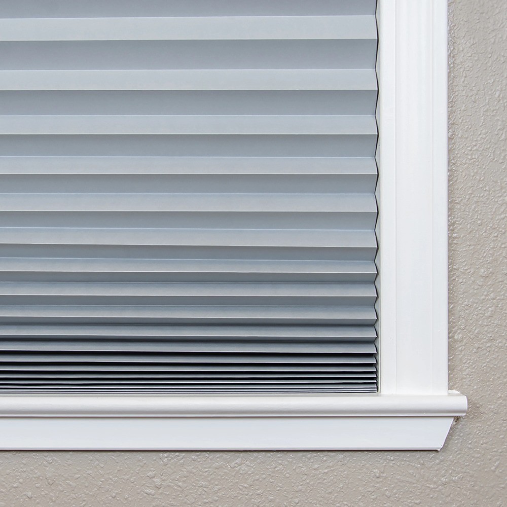 Gray Room Darkening Pleated Paper Window Shade 36 x 72 Inch No Tools