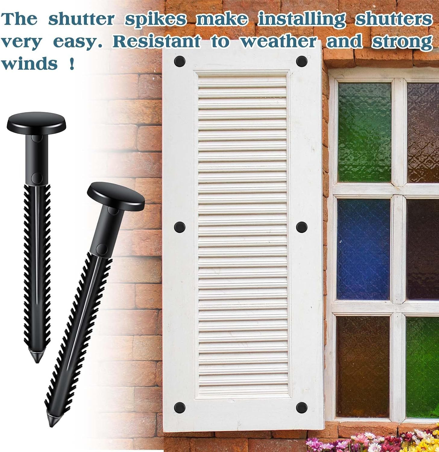 30Pcs 3 Inch Vinyl Shutter Fasteners, Black Window Shutter Panel Pegs Shutter Sc