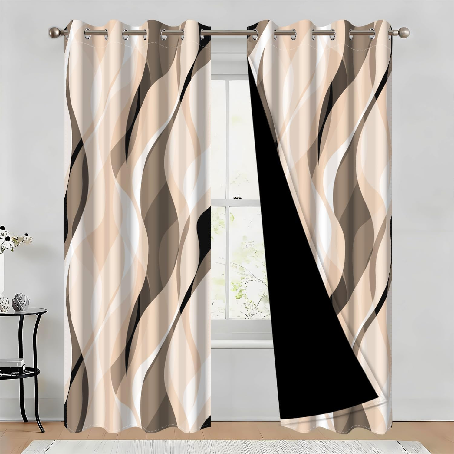Modern Cream Ombre Blackout Curtains, 53×84 Inch, 2 Panels for Living Room
