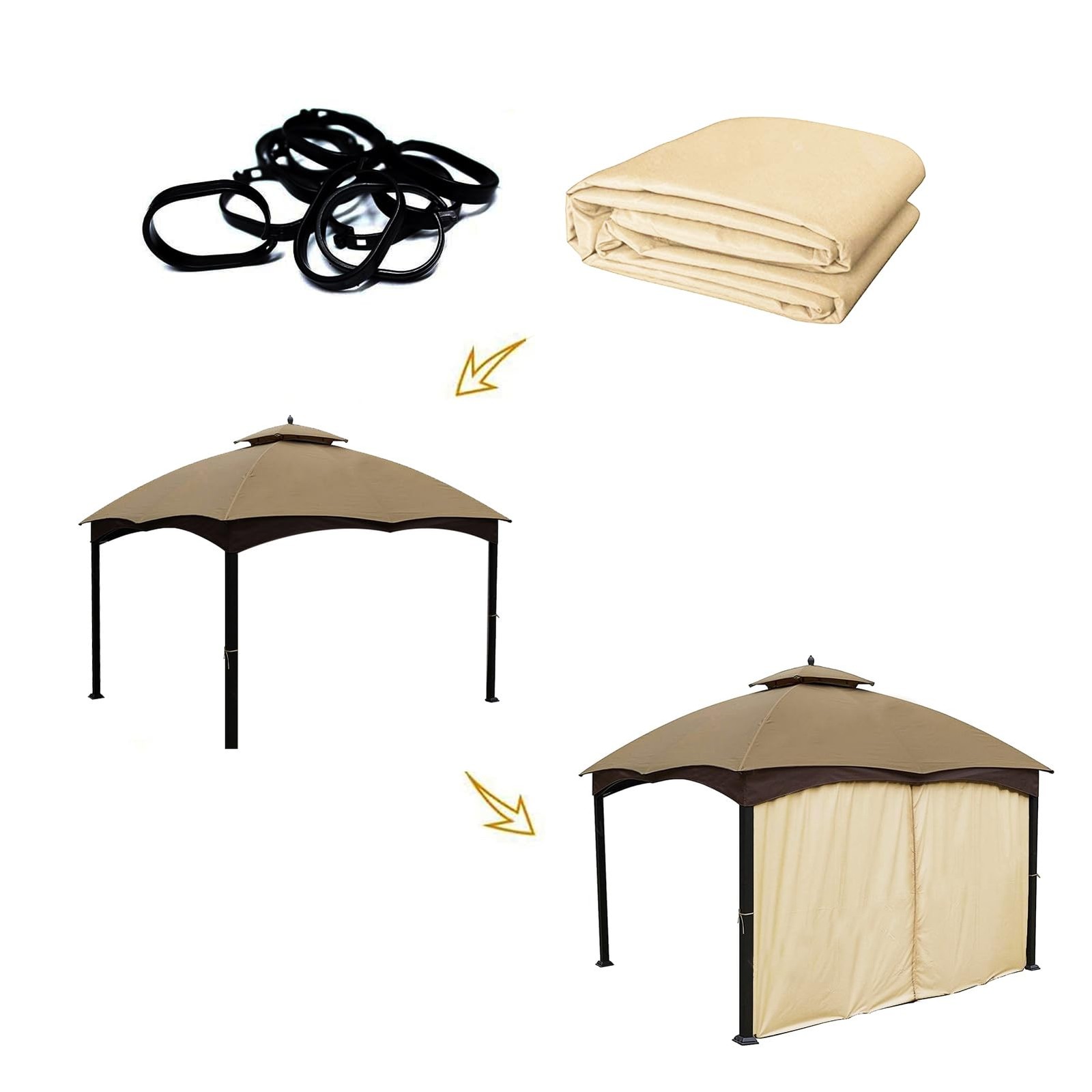 Gazebo Universal Replacement Privacy Curtain – 10′ x 10′ Gazebo Side Wall Out…