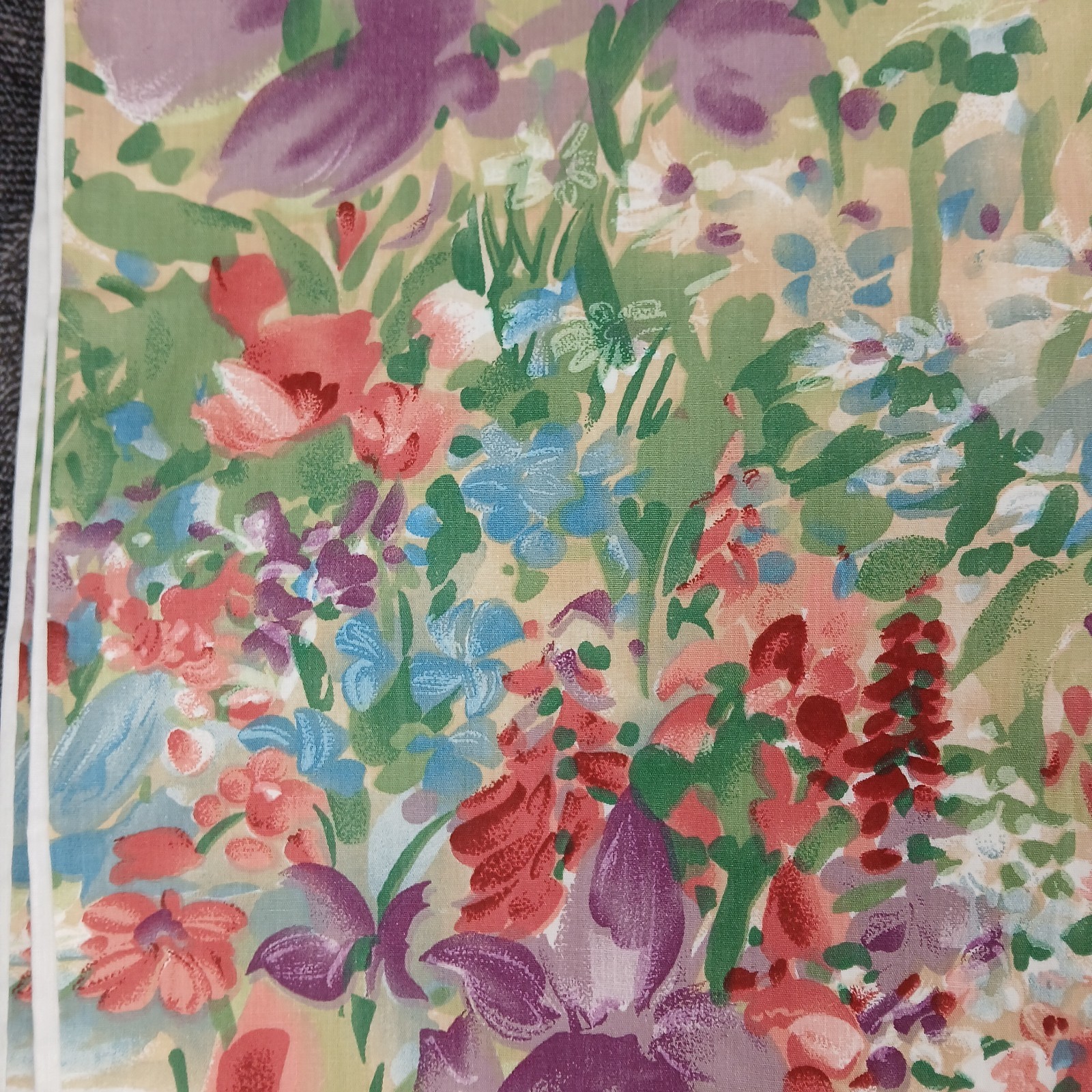 Croscill Window Scarf Valance Cottage Fabric Floral Blue Purple Pink Pair 142×42