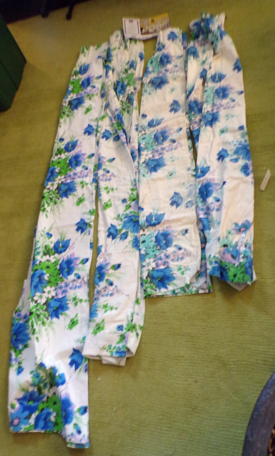 Lot 4 VTG New/Used Sears Floraland Drapery No. 10238 Drapery Color No. 762 Blue