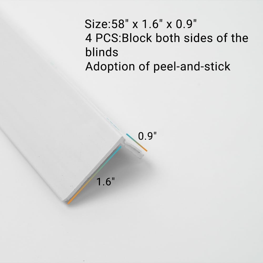 Light Blockers Blackout Side Tracks PVC Strips for Window Shades 4 Pcs White 58″