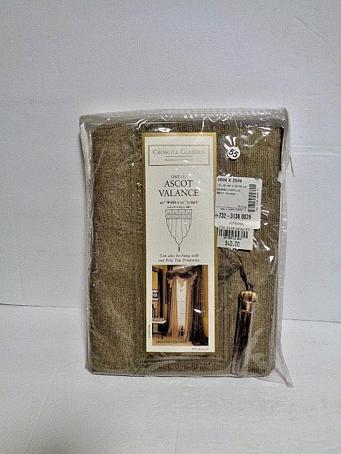 CROSCILL Ascot Valance 40″x25″ Crushed Chenille Bronze NEW #93D7