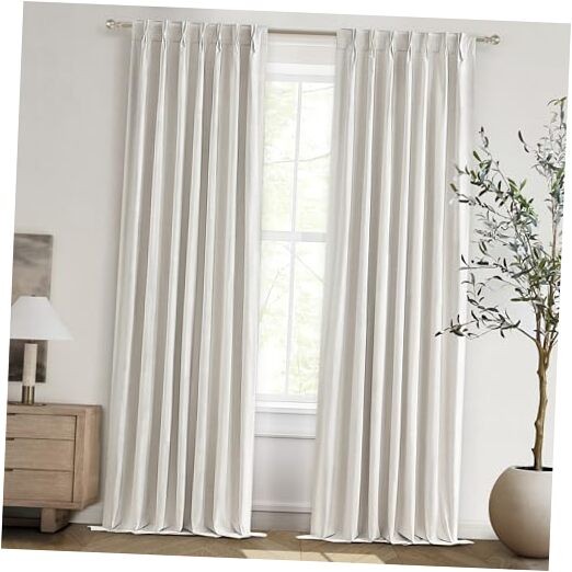 Neutral 10 ft Blackout Curtains 120 Inches 40″W x 120″L (Pack of 2) Birch