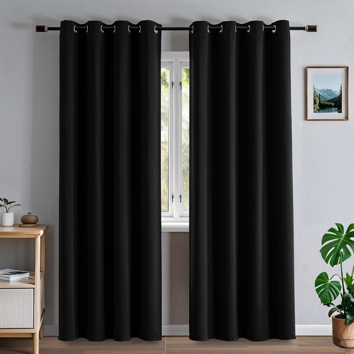 Black Curtains 96 Inches Long for Bedroom, Black Out CurtainsThermal Insulated B