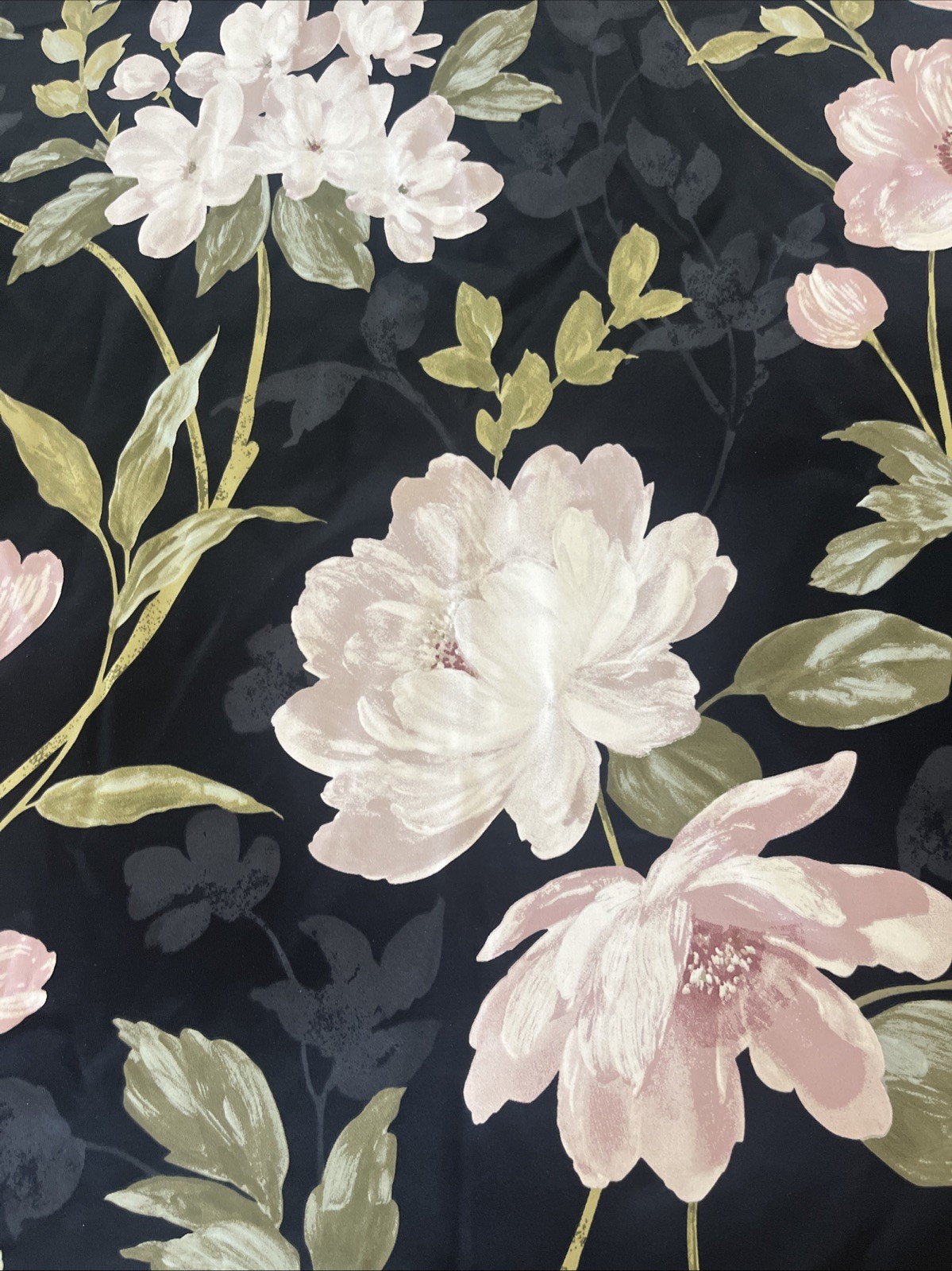 IKEA ROSENMOTT Blackout Curtains 2 Panels (1 pair) 57×98 Black Floral Polyester