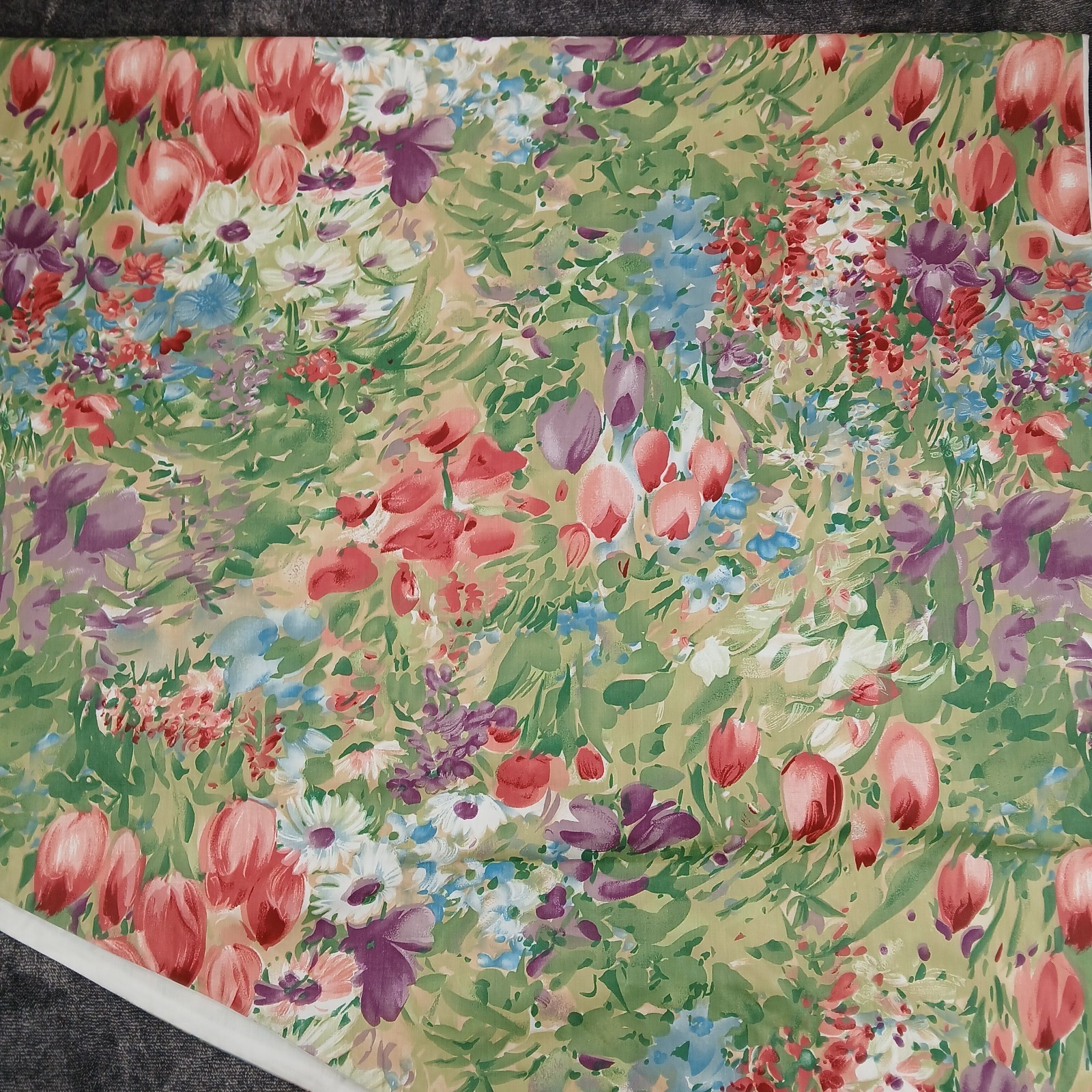 Croscill Window Scarf Valance Cottage Fabric Floral Blue Purple Pink Pair 142×42