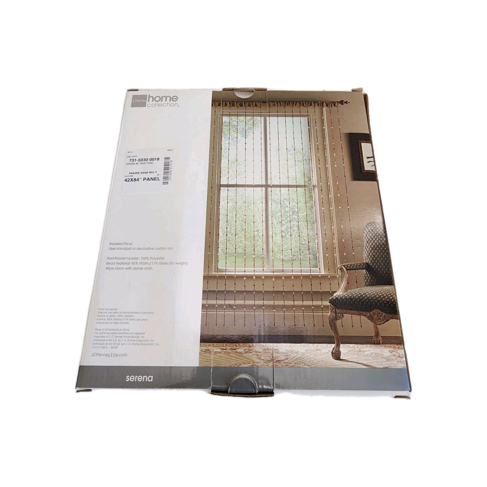 Serena Beaded Panel JcPenney home collection 42″X84″ Brown/red New Old Stock Vtg