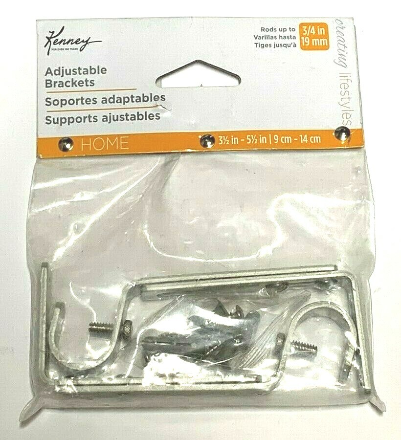 Kenney Adjustable Curtain Rod Bracket Satin Nickel 3/4″ L KN85293V1 (2-Pack)