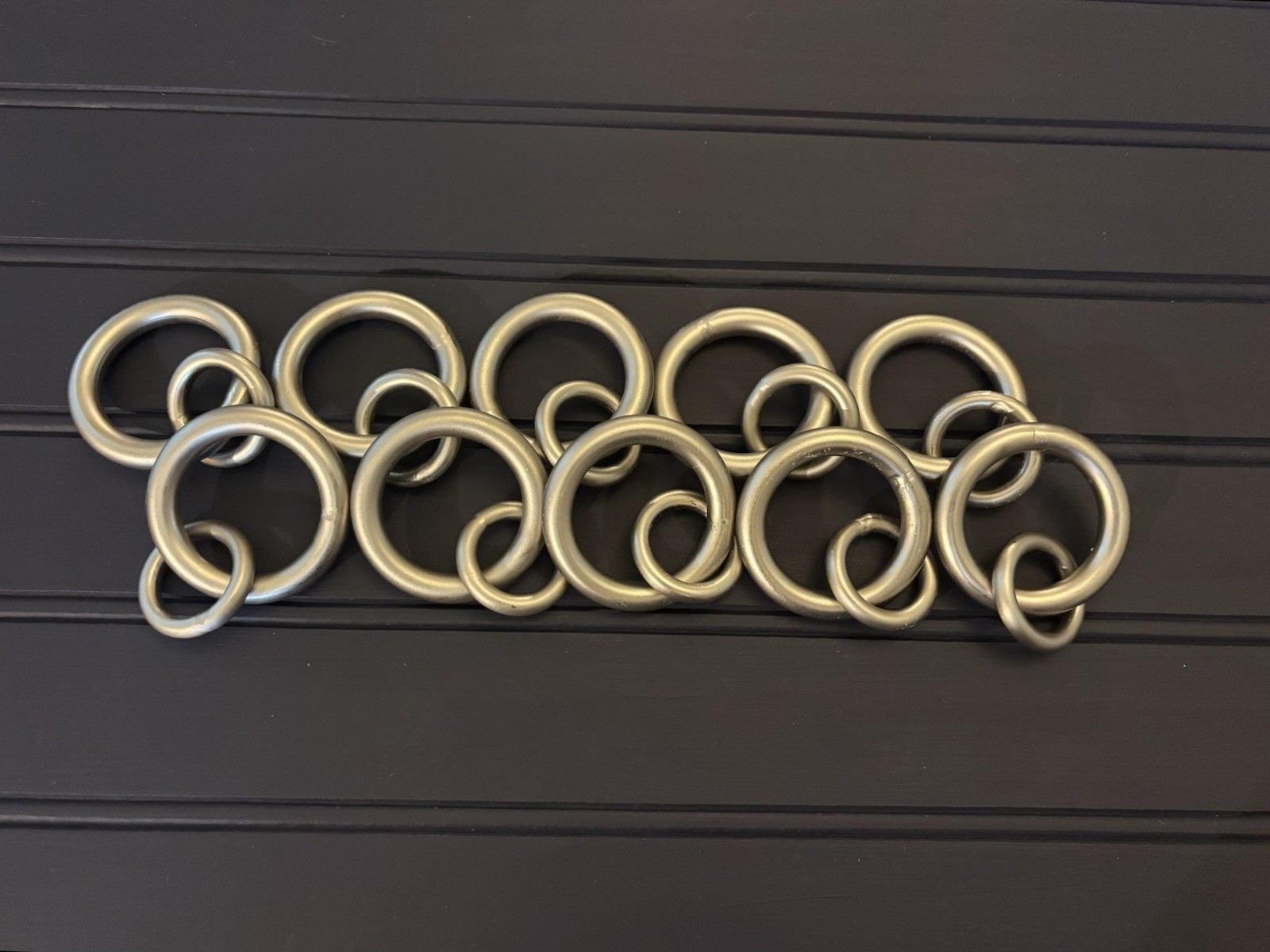 S/10 Pottery Barn Brushed Nickel/Pewter Standard Small Double Curtain Rings NOS