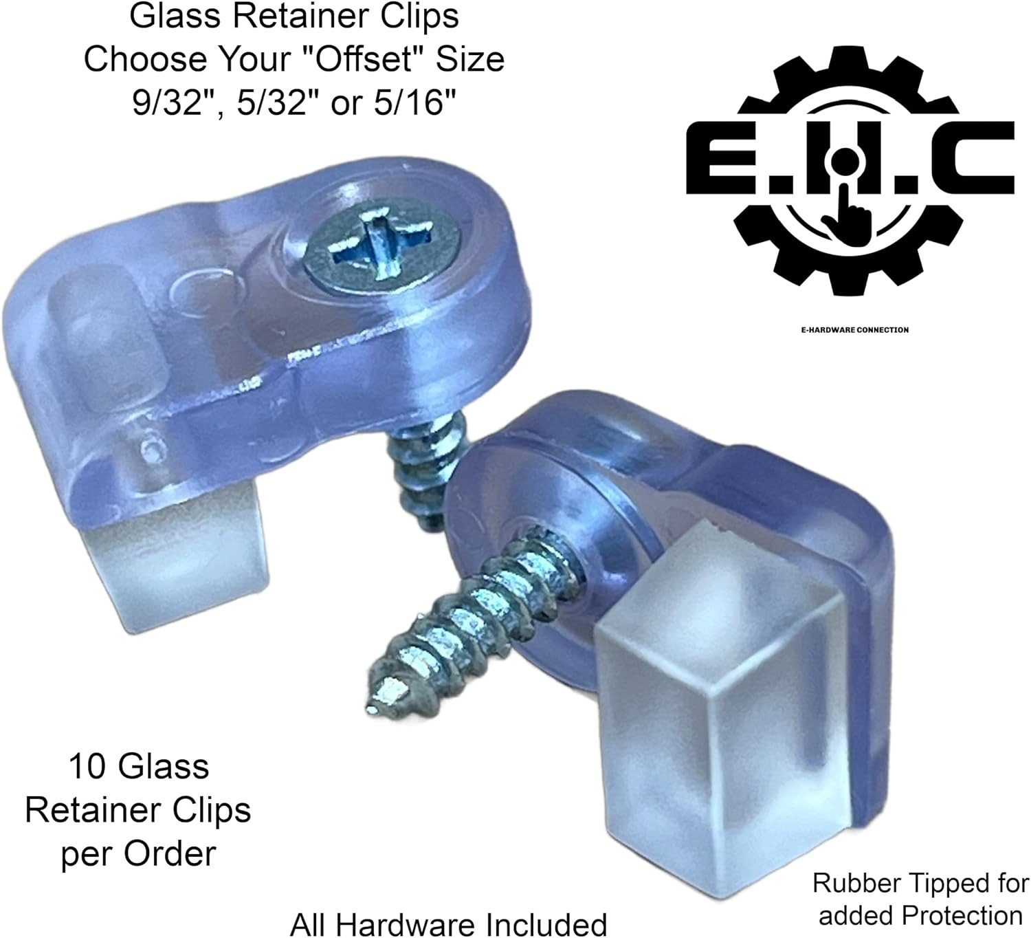 Glass Retainer Clips / “Clear “Glass Clips with All Hardware /Choose