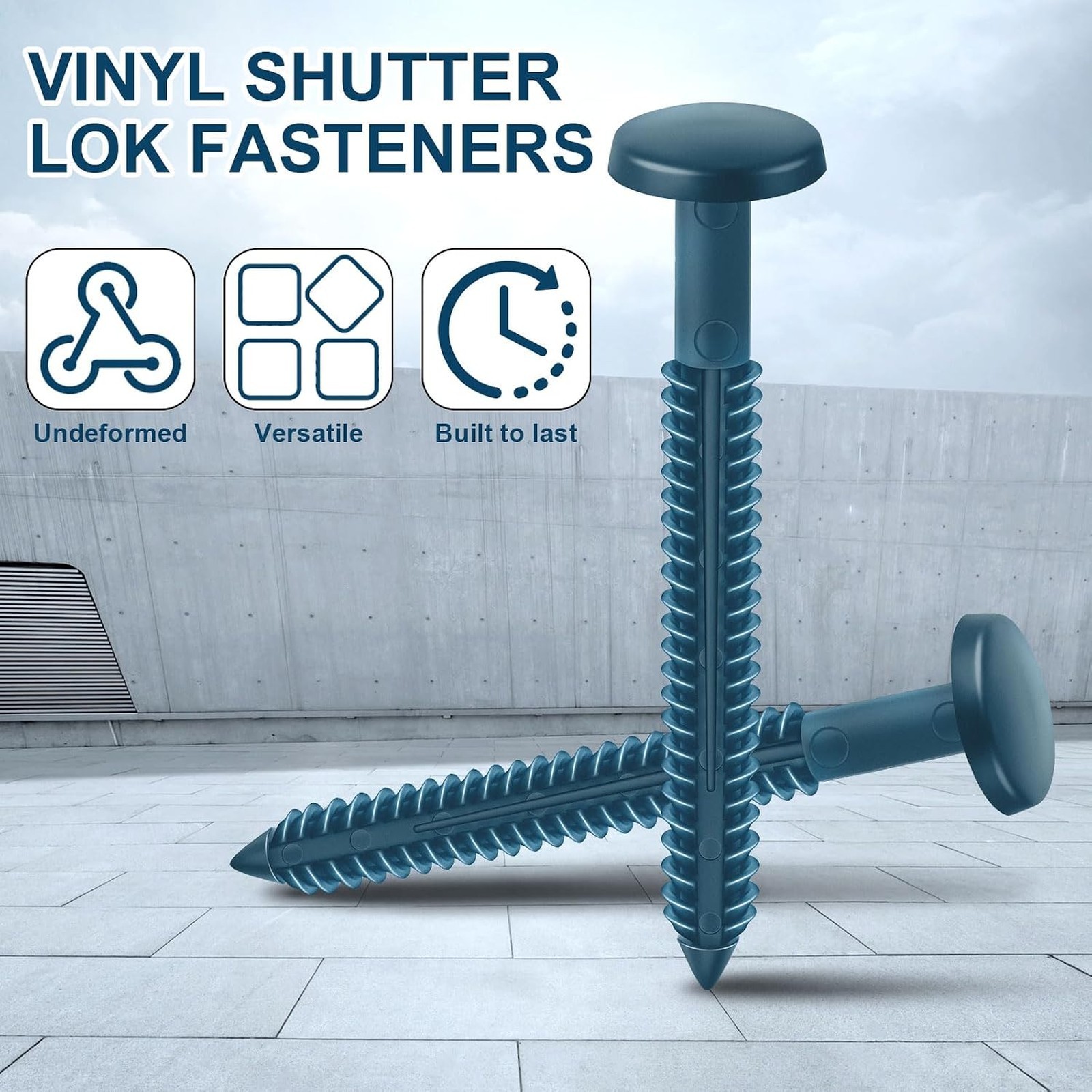 36 Pack Vinyl Shutter Fasteners, 3 Inch, Bedford Blue, Vinyl Siding Window Panel