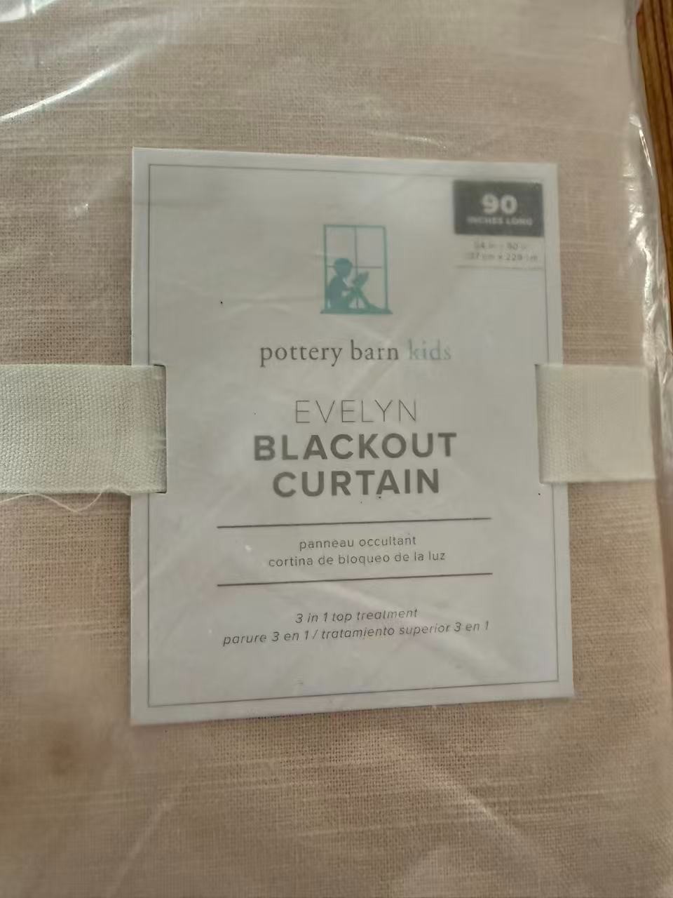 2pc set Pottery Barn Kids Evelyn Linen Blend Blackout Curtain Flax NWT 54×90
