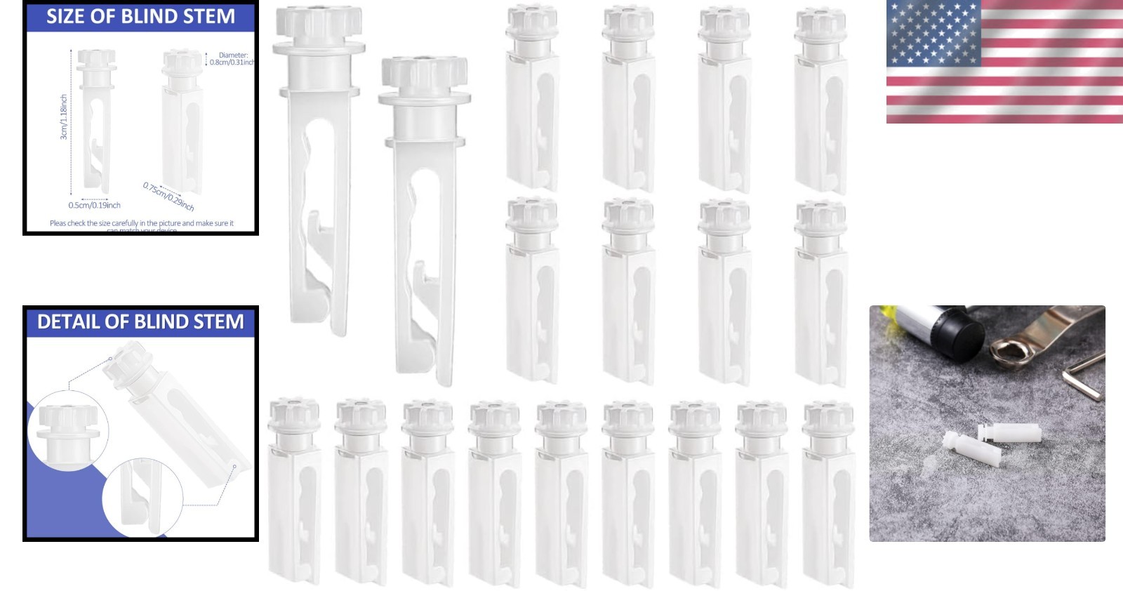 Invisible Design Vertical Blind Stems – 12 Durable White Replacement Parts