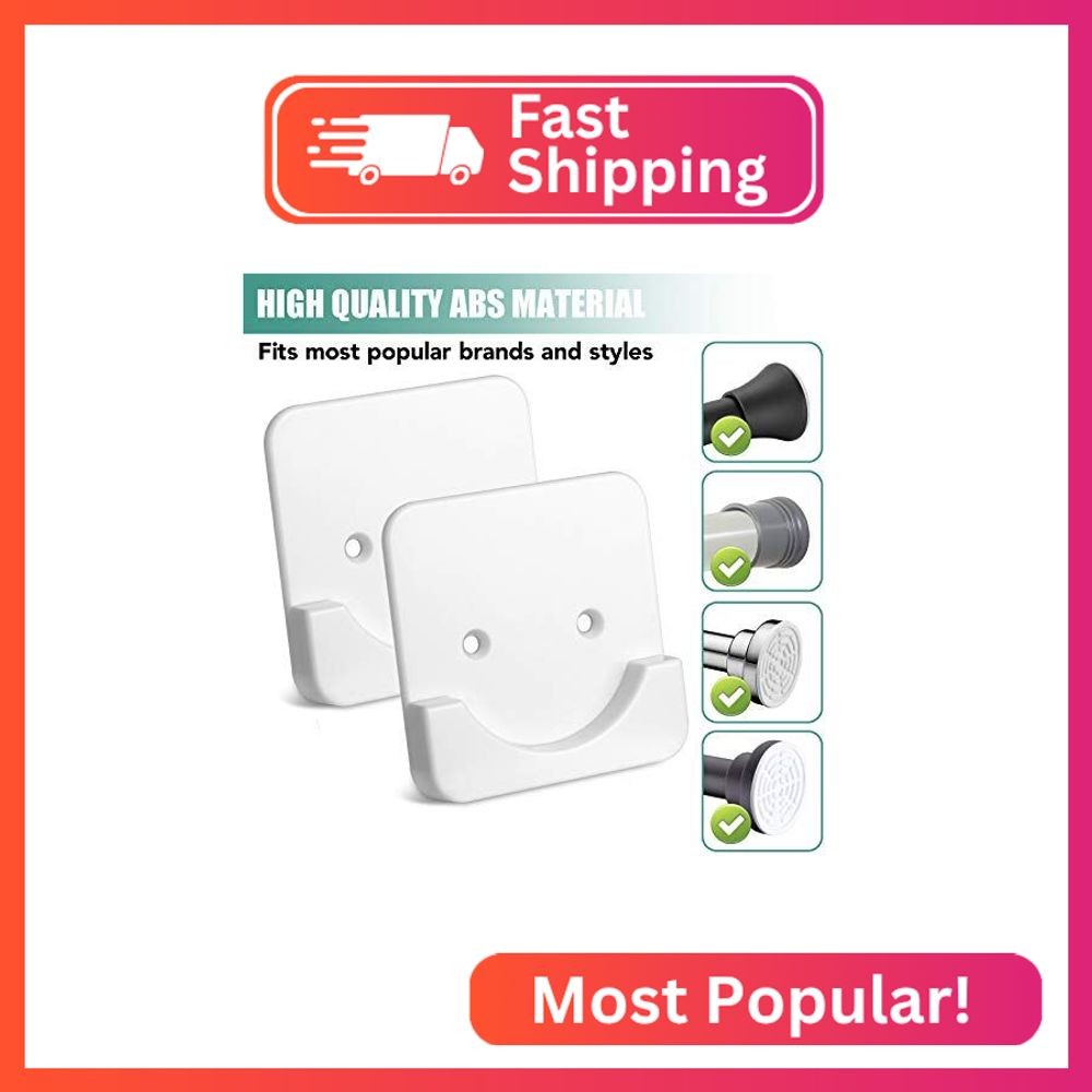 Shower Curtain Rod Holder for Wall Mount | Adhesive Shower Tension Rod Retainer