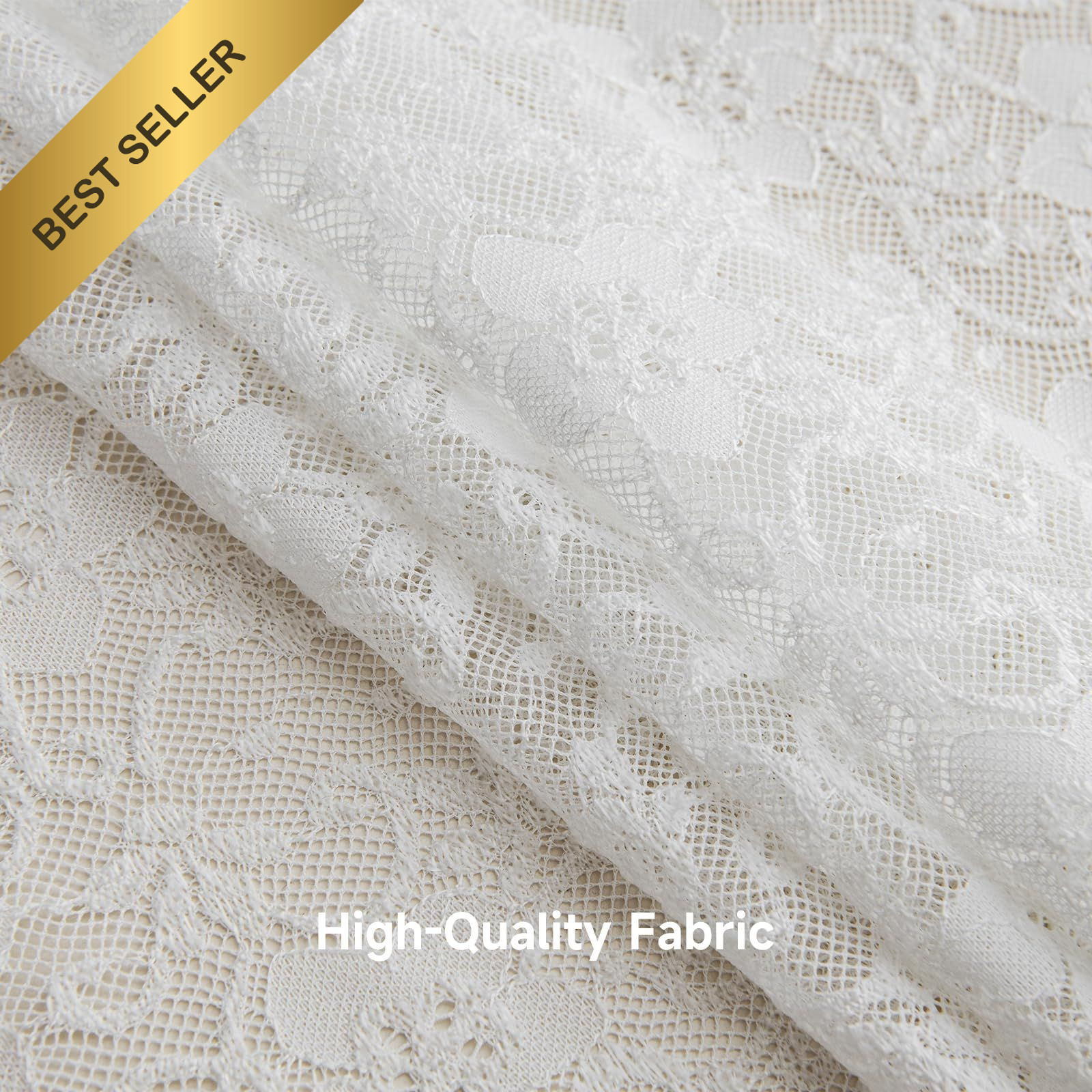PearAge Elegant Lace Sheer Valance Curtain Short Window Treatment 52×18 Kitchen