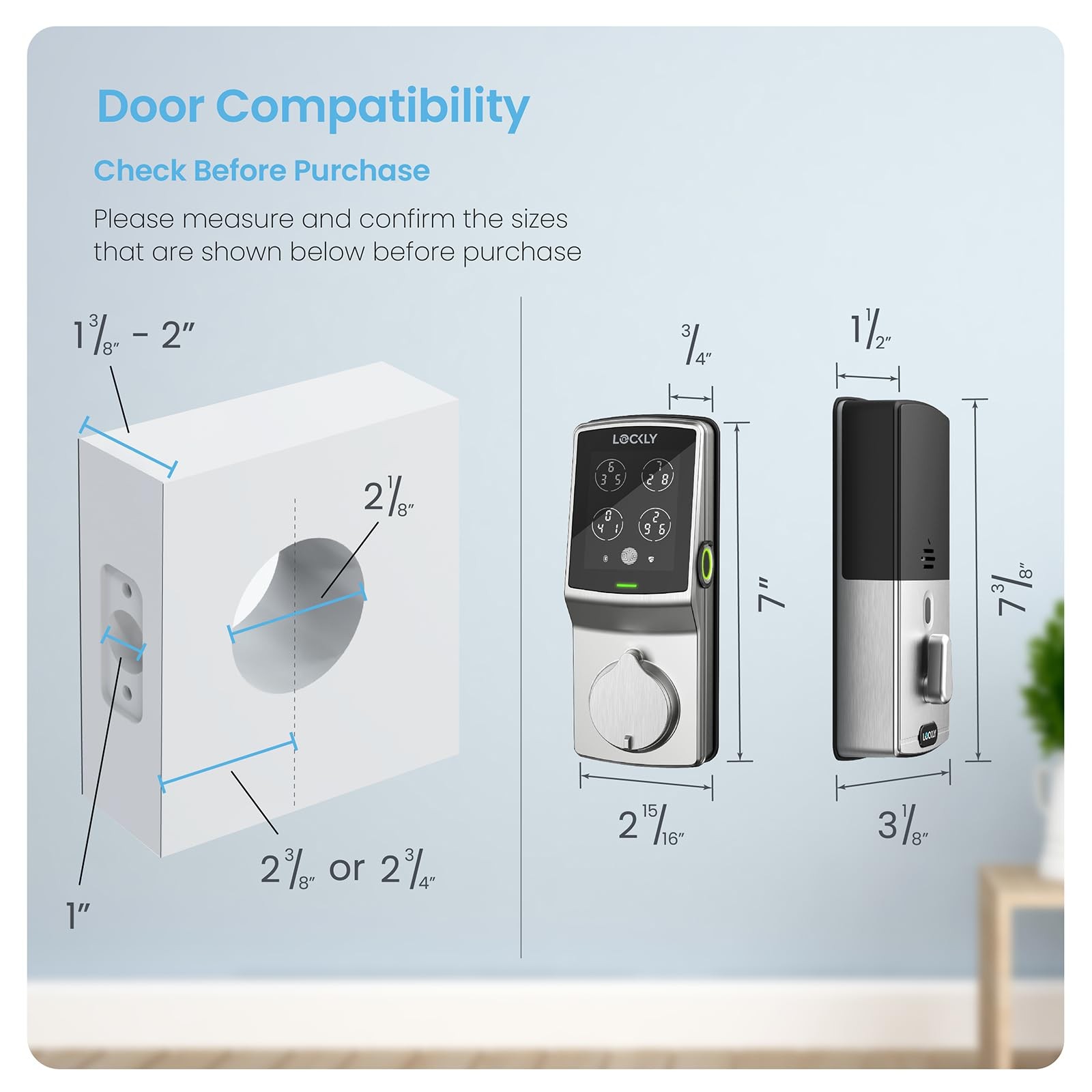 Lockly Secure Plus Bluetooth Smart Door Keyless Entry Pin Genie Digital Keypad