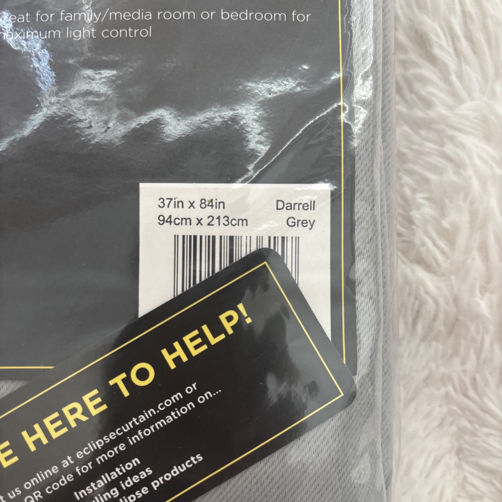 Eclipse Blackout One Grommet Window Curtain Panel 37in x 84in grey New