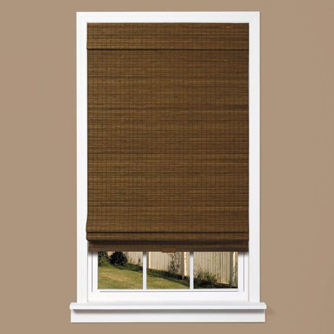 48 x 64 in Whittier Cordless Zig-zag Bamboo Roman Shades – Brown WS-060823-13-48