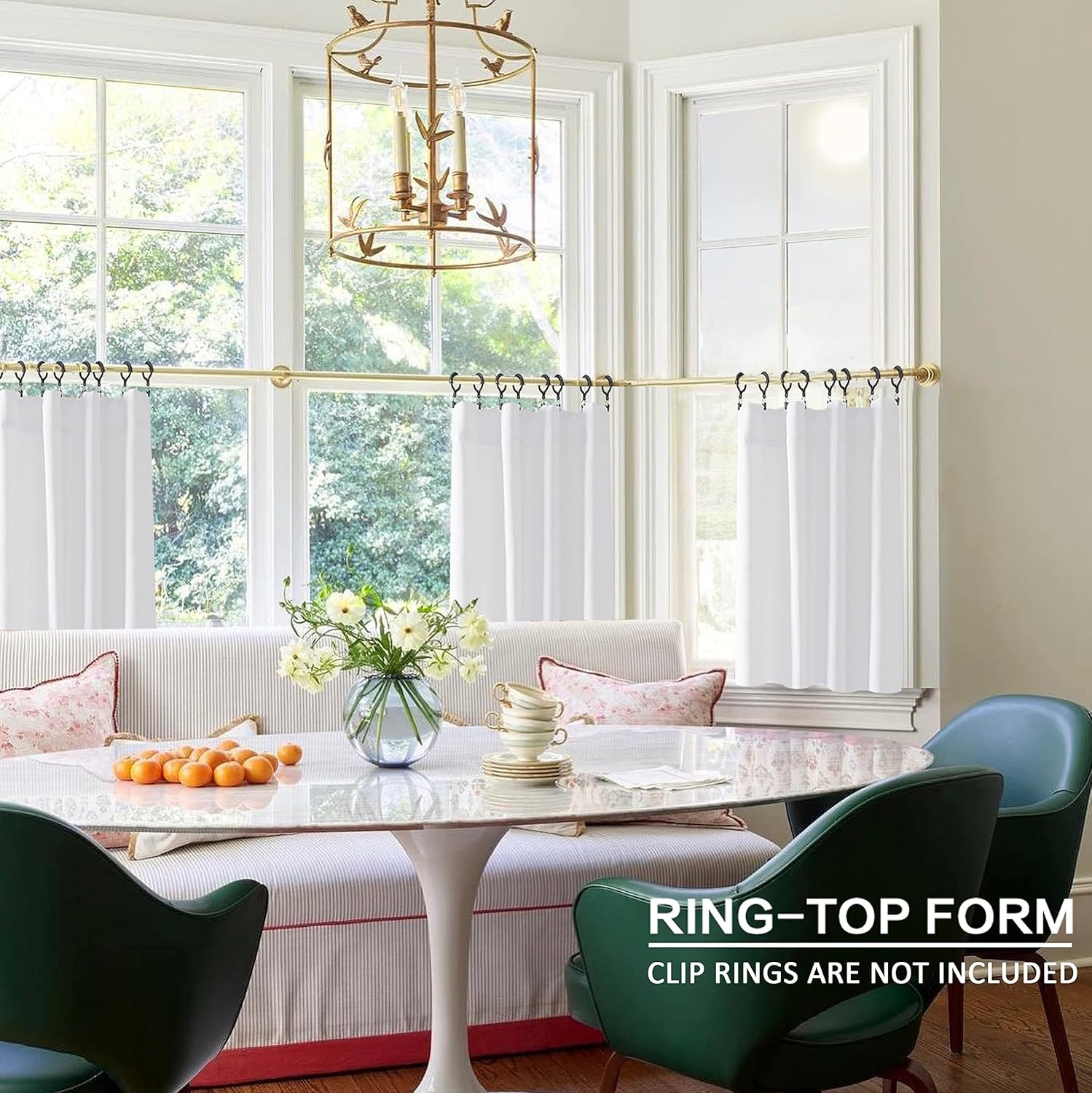 White Short Tier Curtains 24 Inch Length for Laundry Room,Cafe Cabinet Curtains