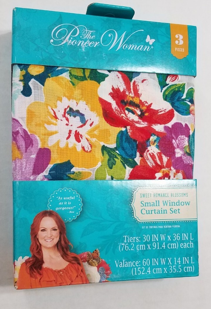 Pioneer Woman Sweet Romance Blossoms Small Window Curtain & Valance Set 3pc New