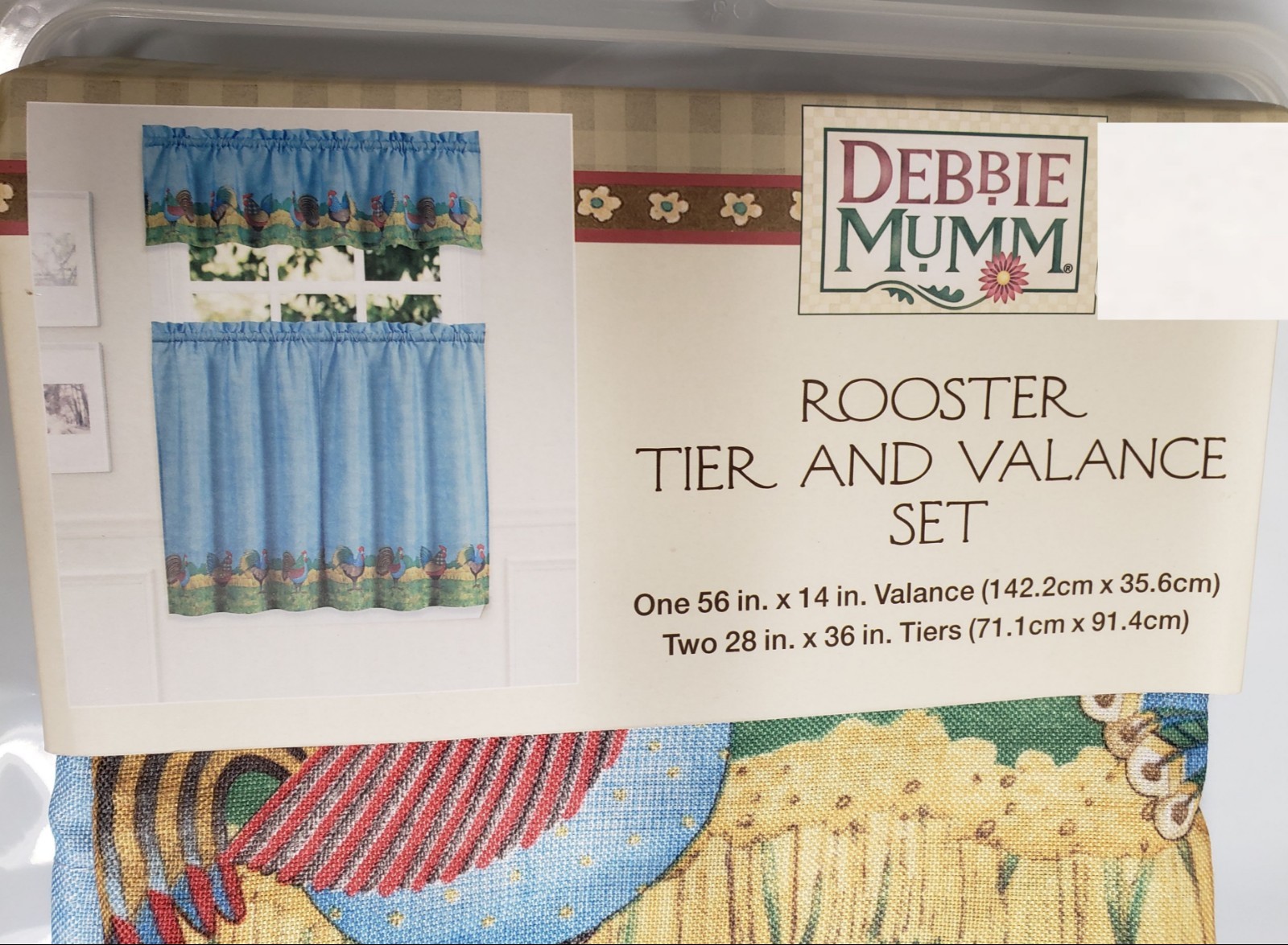 3 pc Curtains Set: 2 Tiers (28″)& Valance (56″x14″) COUNTRY ROOSTERS,Debbie Mumm
