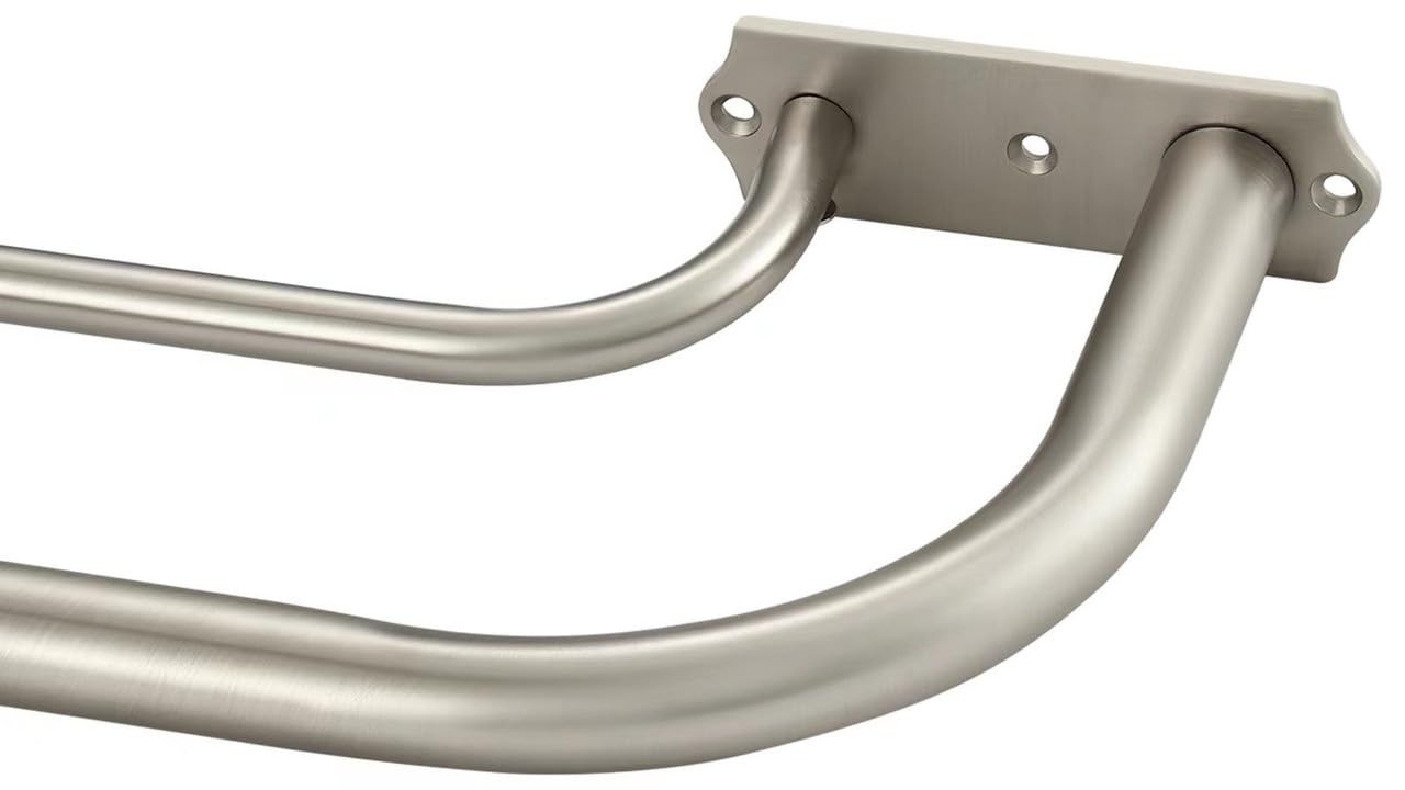Hosmile Double Curtain Rod 48-84 Inch Brushed Nickel 1-Inch Front 5/8 Inch Back