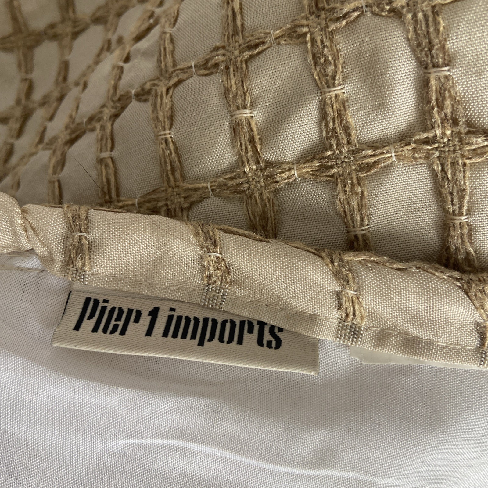 Pier 1 Jute Waffle Curtain Drapes Textured Lined Boho Coastal 54×96” 2 Panels
