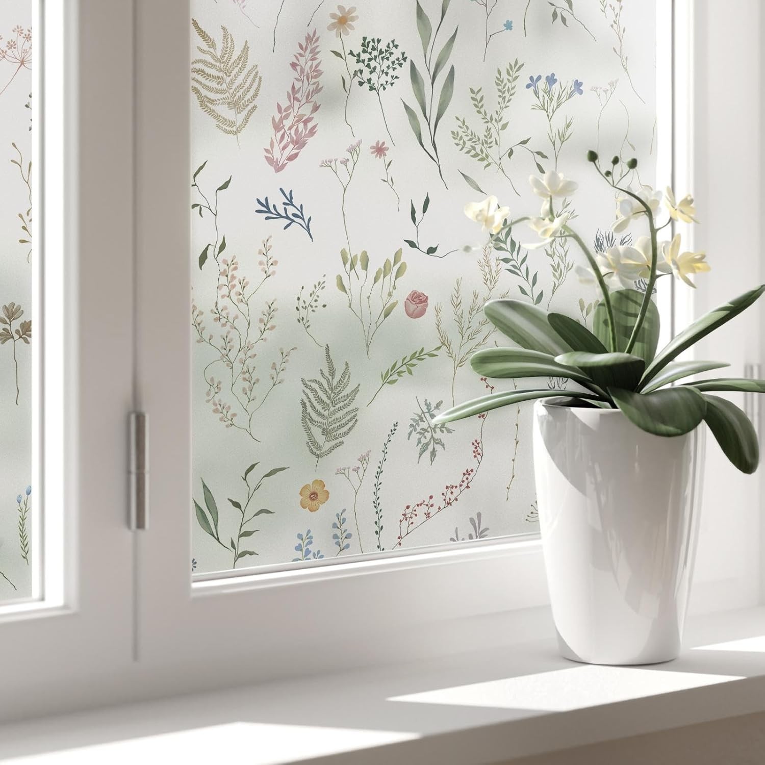 Dimoon 17.3″ x 78.7″ Window Privacy Film Stained Glass Floral Film for Home Rain