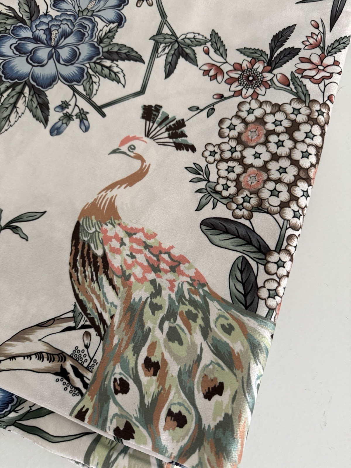 CALLISTO Window Curtains 2 Panels 38” X 96″ Peacock Birds Drapers Back Top Ivory
