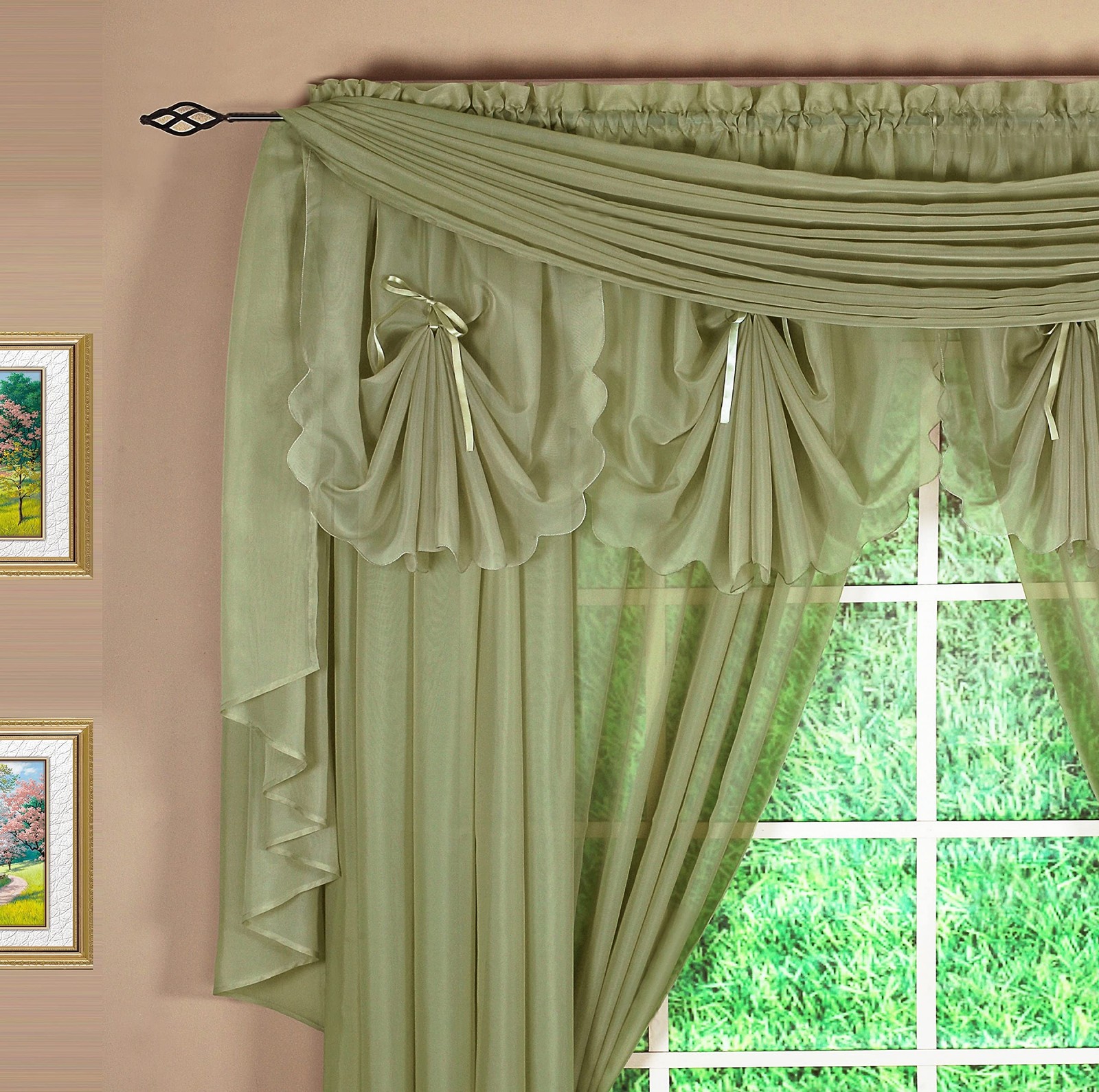 Today’S Curtain Todays Curtain Emelia Original Voile Scarf 216 Dusty Leaf 45 W