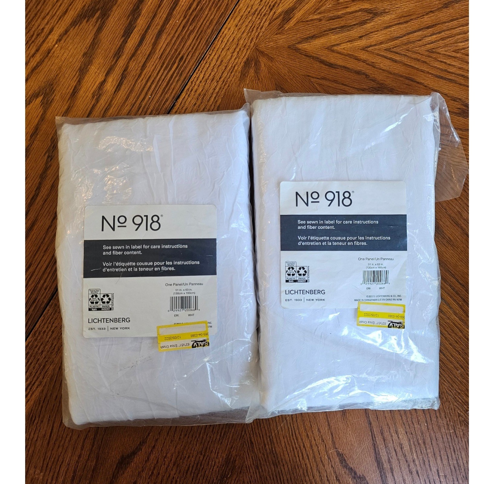 Two No. 918 Lichtenberg White Sheer Curtain Panels 51×63 pair set of 2