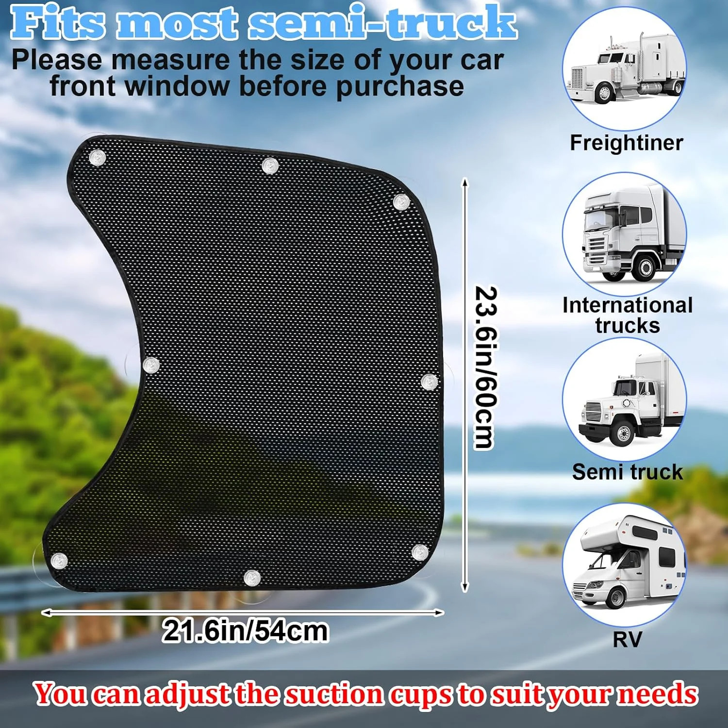 2PCS Side Window Sunshades for Semi-Truck,23.6×21.6inch Car Side Window Shade RV