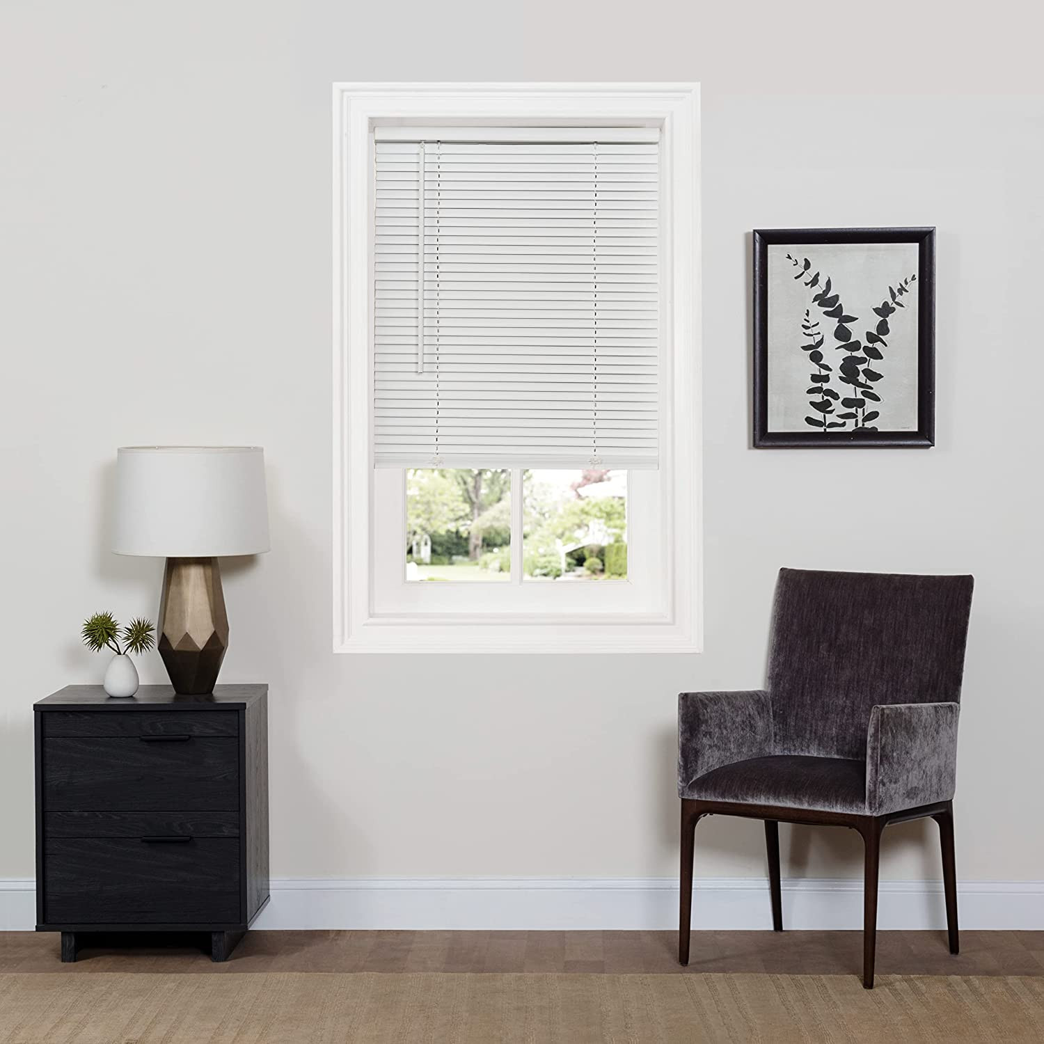 Cordless Room Darkening Mini Blind – 35 Inch Width, 64 Inch Length, 1″ Slat Size