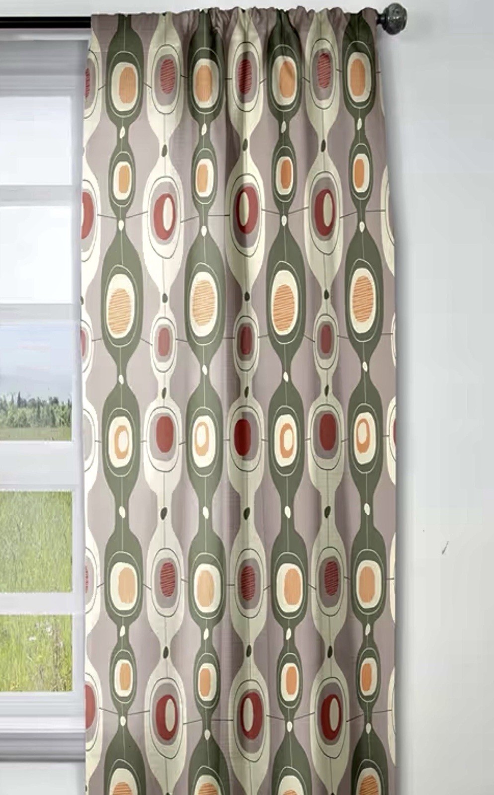 Design X Retro Mid Century Style Curtain Panel 52 X 63 New Insulated