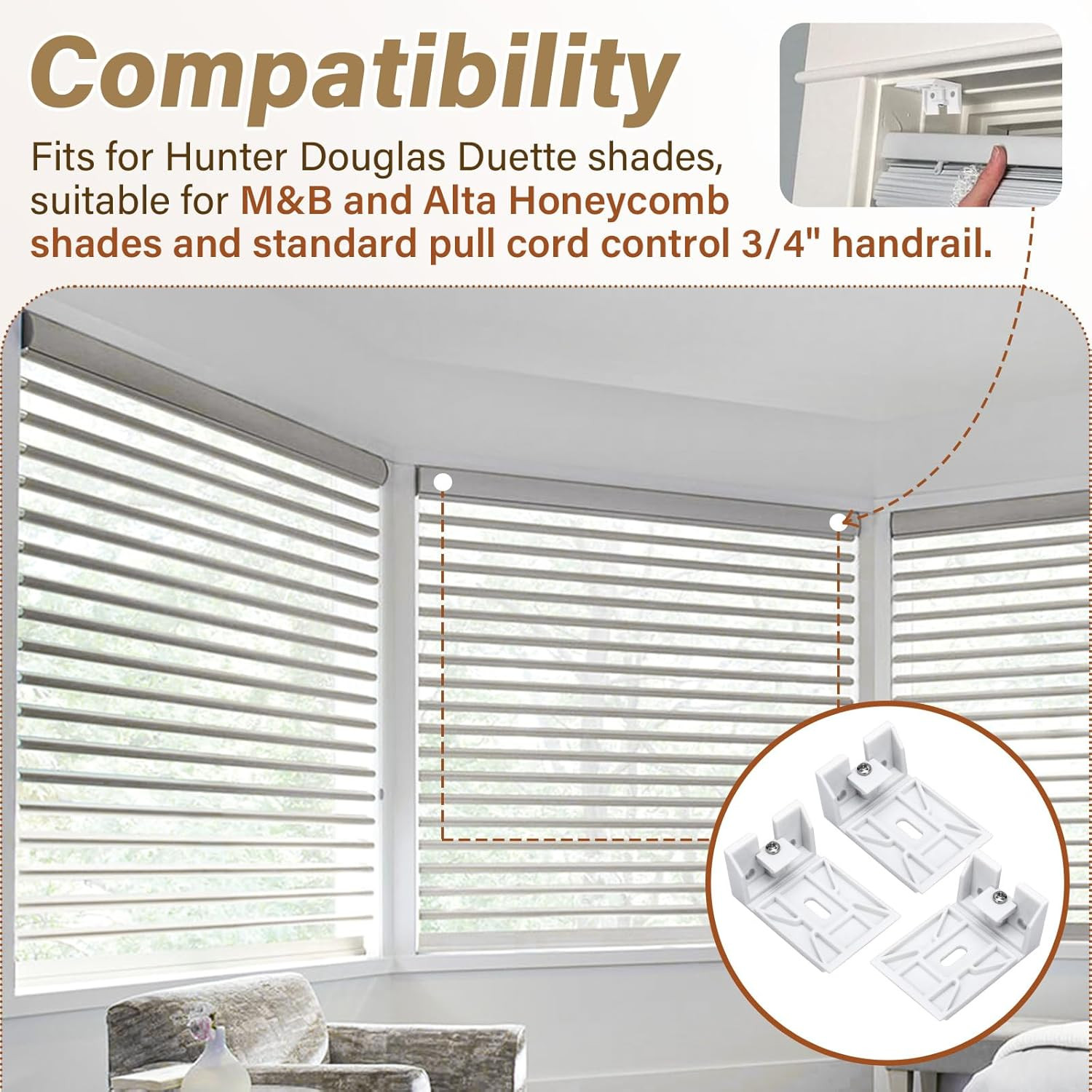3/4″ Blinds Shade Brackets Blind Clips Replacement Parts for Hunter Douglas Duet
