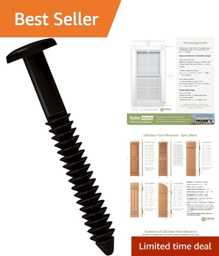 Lifetime 3″ Black Shutter-Loks – 12 Durable Self-Drilling Screws for Shutters