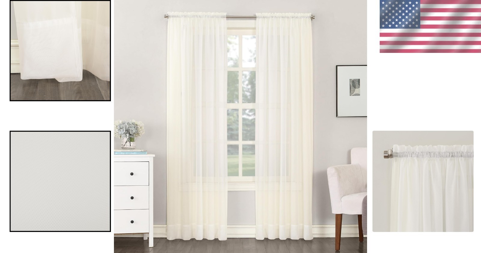 Beautiful 59″ x 54″ Eggshell Sheer Rod Pocket Curtain Panel for Any Room