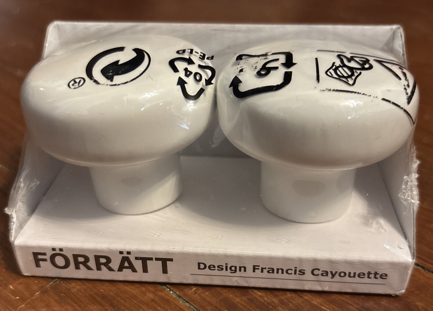 Two IKEA Forratt Finials White Feldspar Porcelain Francis Cayouette Design