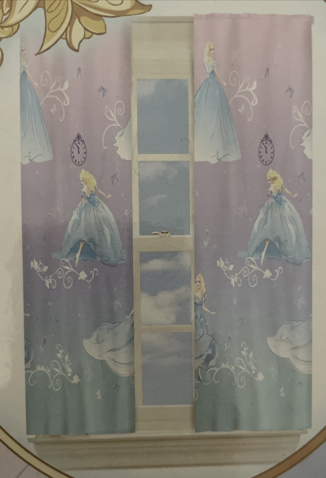 Disney Princess Cinderella Room Darkening Curtain Panel 42×63 Kids Drapery